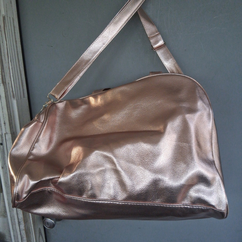 Vtg Y2K KMart Wonder Nation Rose Gold Metallic Fleece LOVE Baby Diaper Bag - Picture 2 of 6